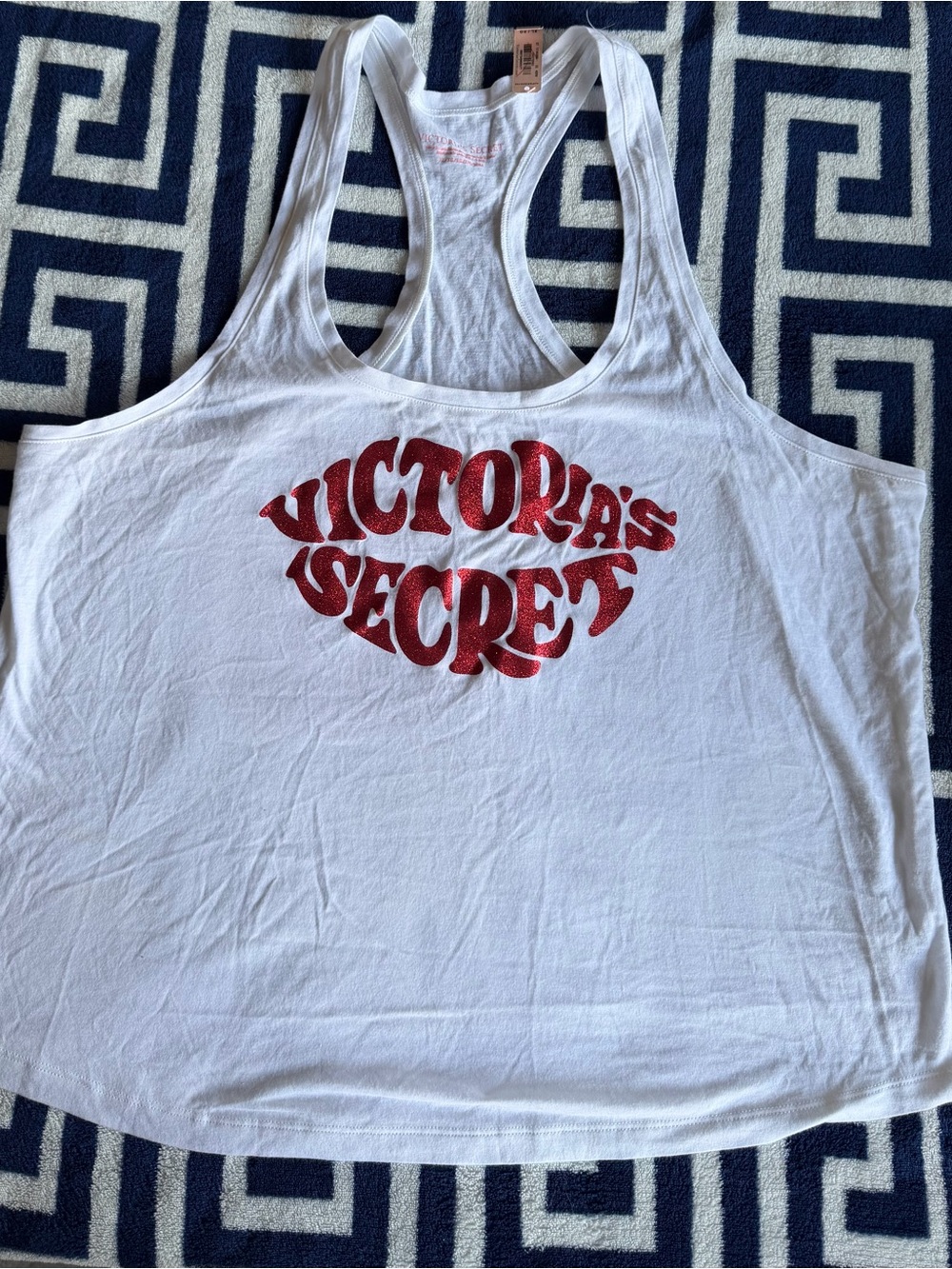 Victoria's Secret White Racerback Tank with Red Graphic Logo